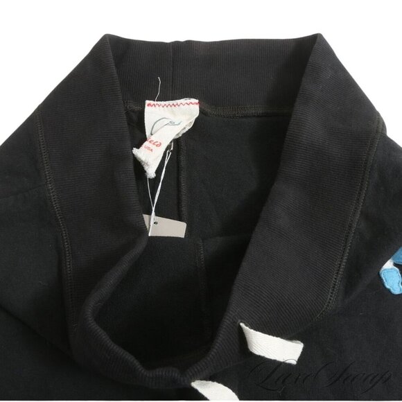 Left Field Unisex Black Poodle Embroidered Cropped Sweatpants Large NWT MSRP $68 - Picture 7 of 7